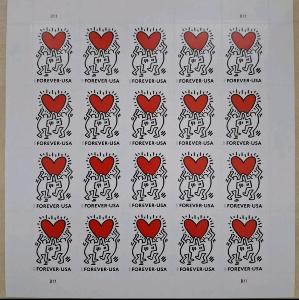 100 Love Keith Haring 2025 Forever Postage Stamps‎ USPS Wedding Party Invitation